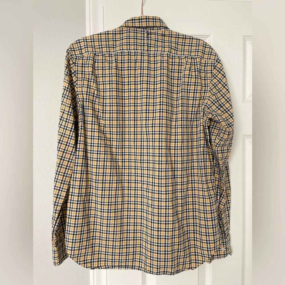 Banana Republic Mens Plaid Button Shirt | Camden Fit | Size M | Navy & Yellow